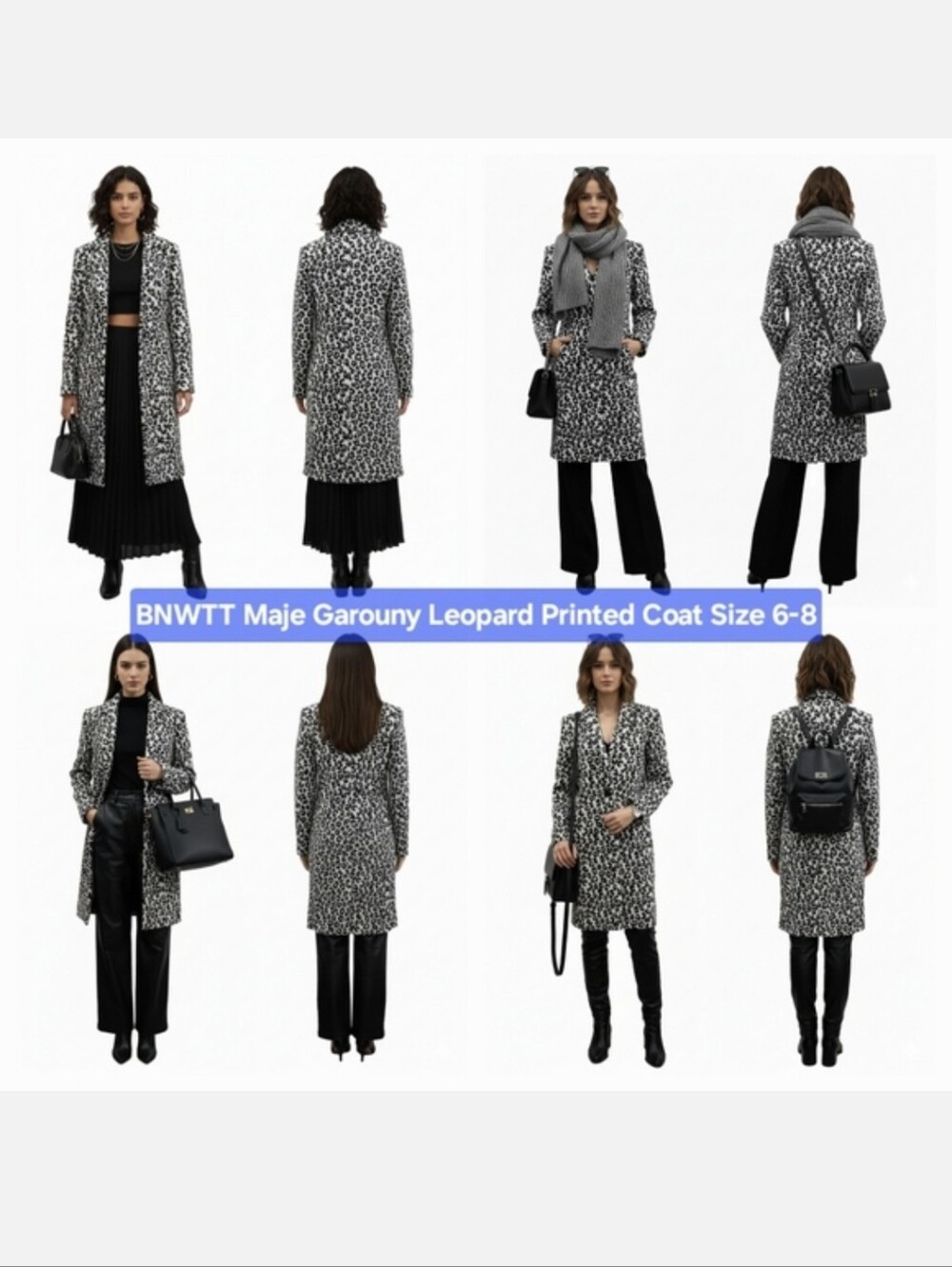 BNWTT Maje Garouny Leopard Printed Coat Size 6-8